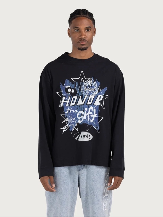 Honor The Gift Other - Honor the Gift C-fall Pop Art Long Sleeve Sweater - BLACK Size Large